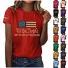 Pulôver casual feminino com decote redondo e manga curta, camiseta estampada