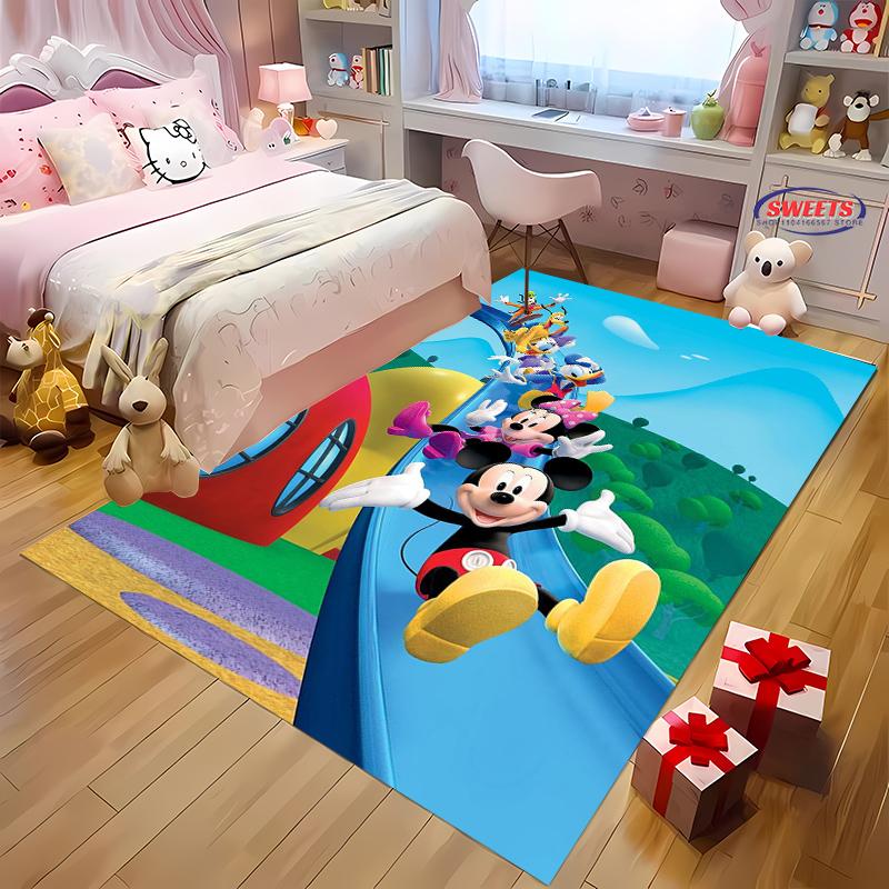 New To Disney Mickey Mouse Carpet! Bedroom Living Room Bed Mat, Non-slip Exquisite Home Decor, Durable Machine Washable Rug Gift