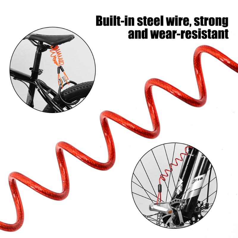 Anti-ladrão Segurança Bicicleta Scooter Cadeado Corda Segurança Motocicleta Cadeado Cabo Acessórios Motocicleta Alarme Disco Cadeado Lembrete Cordão
