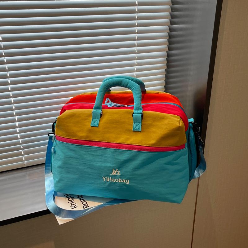 Dopamine Large Capacity Travel Bag: Color-Block Ins Style Sports Fitness & Outdoor Storage Bag