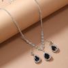1 set Set de bijuterii pentru femei, colier cu strass, cercei, bal, nunta, mireasă, cercei cu picătură de apă, ocazii formale, bijuterii pentru gât