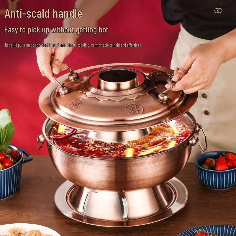 Old Beijing Dual-use Electric & Charcoal Copper Dry Pot - Stainless Steel Boiler
