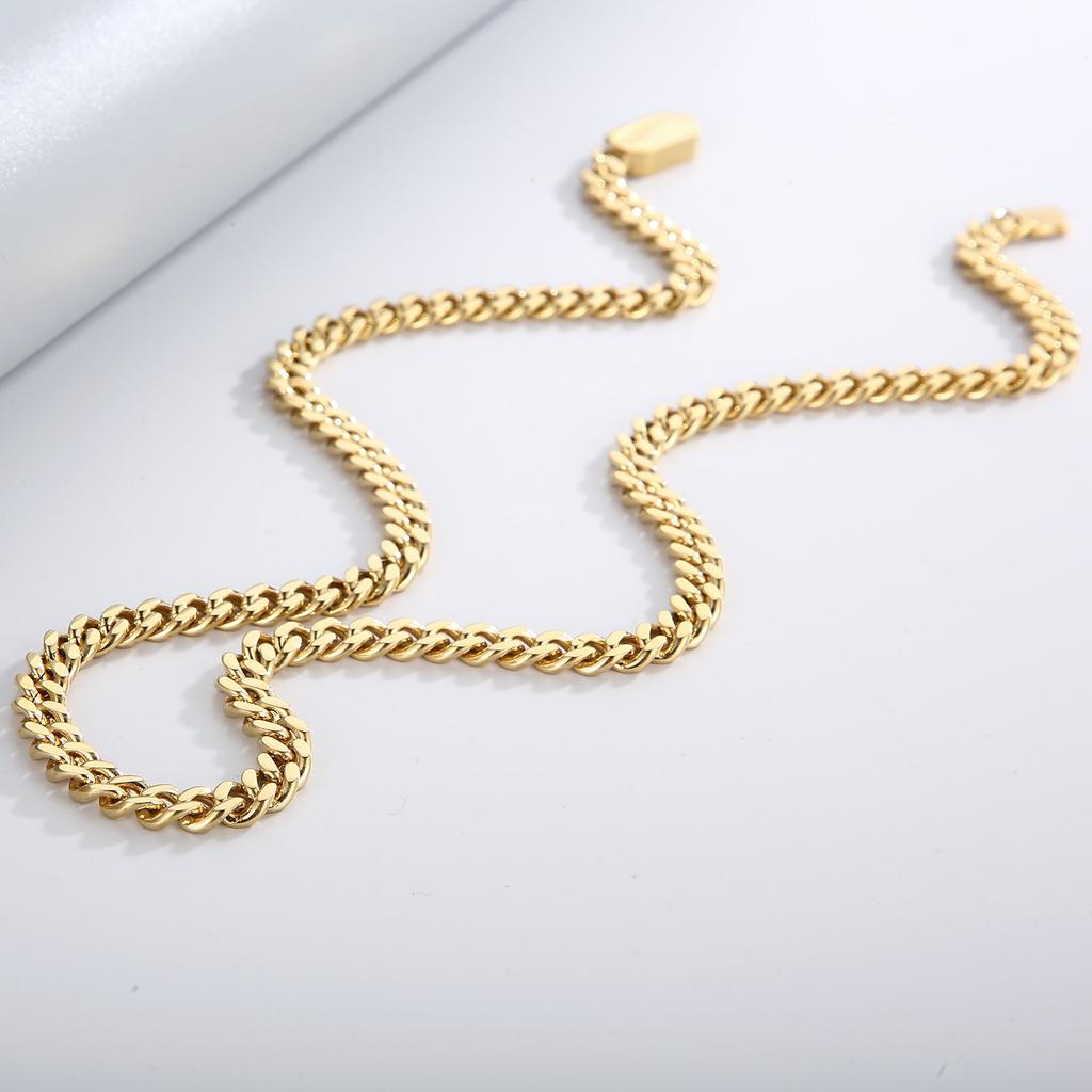 6/8/11mm Hip Hop Gold Color Multi Size Curb Cuban Chain Necklace Bracelet Men Women Stainless Steel Jewelry Thick Best Gift