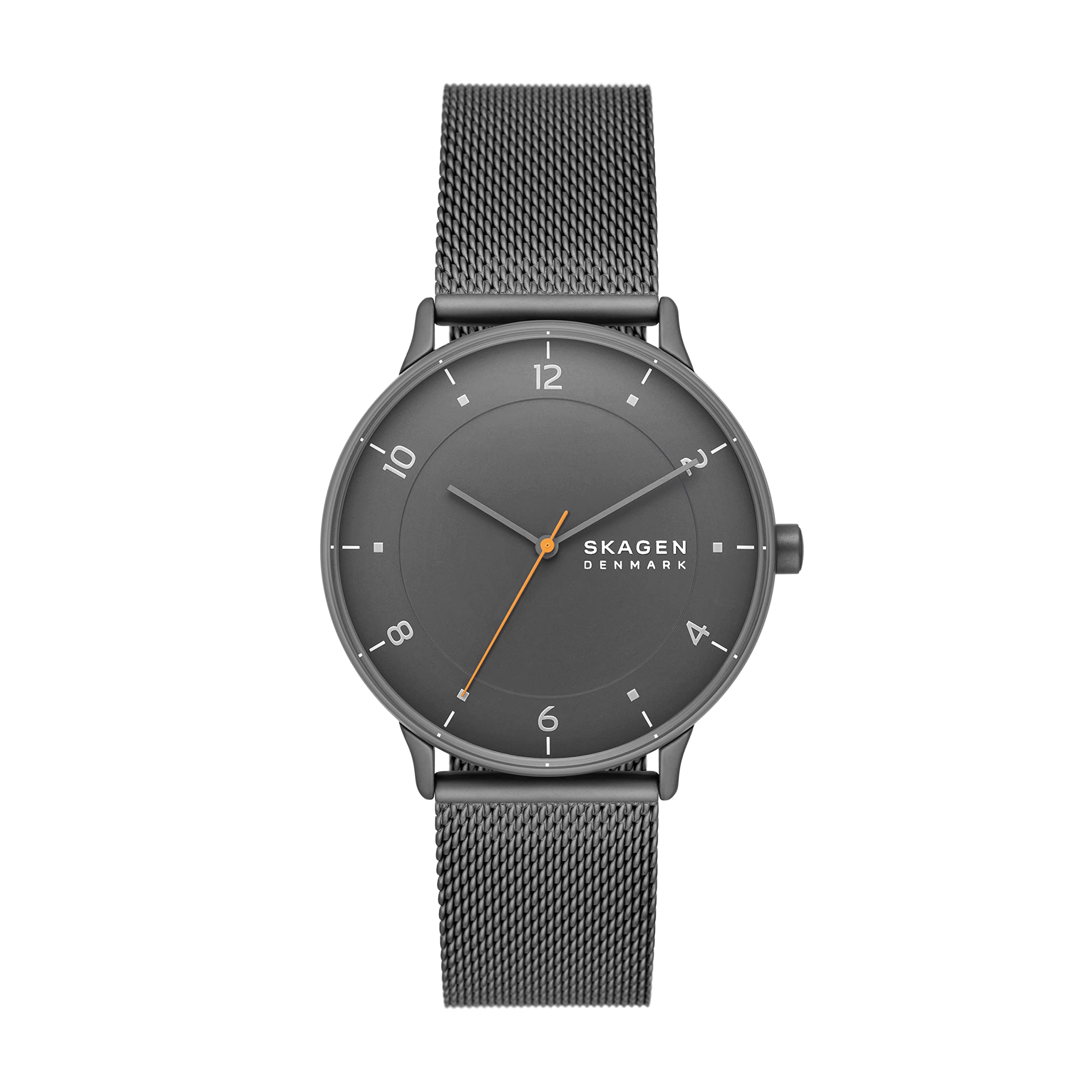 RIIS Часы с тремя стрелками, стальной сетчатый ремешок, цвет: угольный