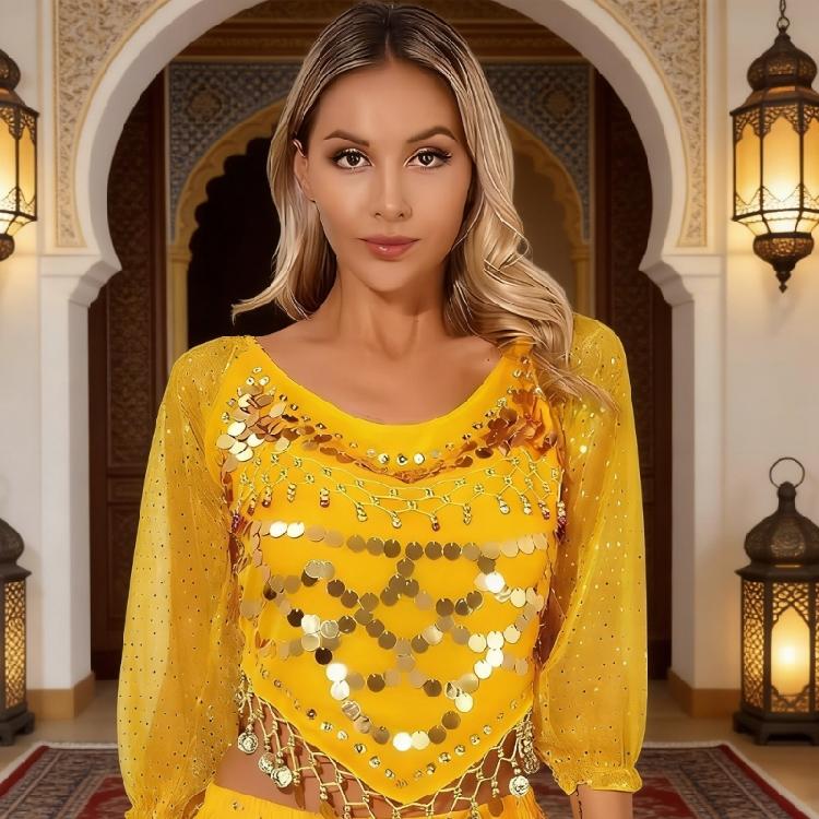 Damen Bauchtanz Kostüm Bauchtanz Münz Top Bauchtanz Crop Top Halloween Auftritt Kostüm Bauchtanz Outfit