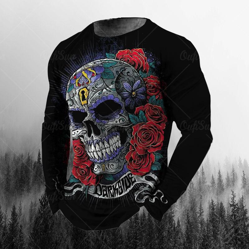 

Хип-хоп Скелет Серия 3D Принтованные Мужские Футболки Летняя Уличная Круглый Вырез Длинный Рукав Повседневные Футболки 5XL