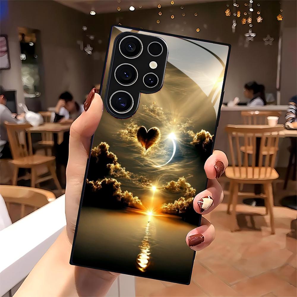 Sunset scenery glass Phone Case For Samsung Galaxy S26 S25 S24 S22 S23 Ultra S21 S20 Plus 5G Non-Slip Full Cover