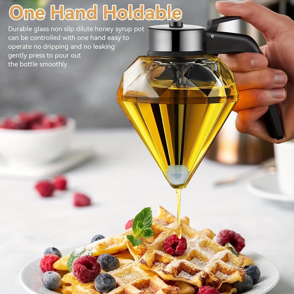 200ml Manual Press Glass Honey Jam Bottle with Acrylic Base Oil Vinegar Storage
