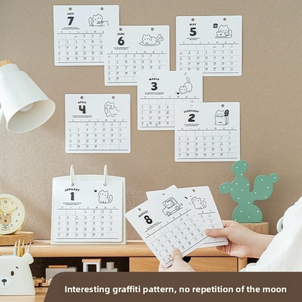 Cartoon Daily Planner Plastic Table Planner Creative Standing Flip Calendar  Office