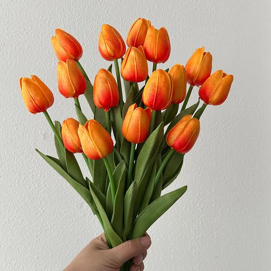 Artificial Tulip Realistic Fake Flower Branch Home Office Wedding Party Table Centerpiece Indoor Outdoor Faux Bloom Decoration