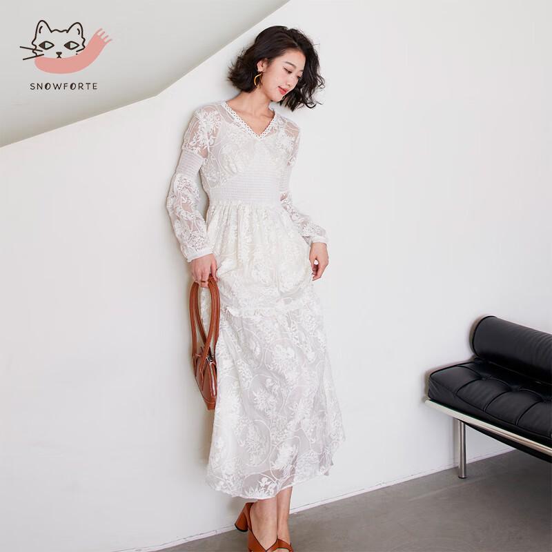 Sino Fu De 100% Mulberry Silk V-Neck A-Line Long Sleeve Dress