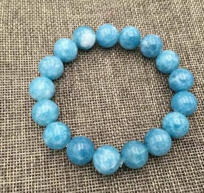10 mm blaue Larimar Edelsteinperle Wassermuster Armband 7,5 Zoll