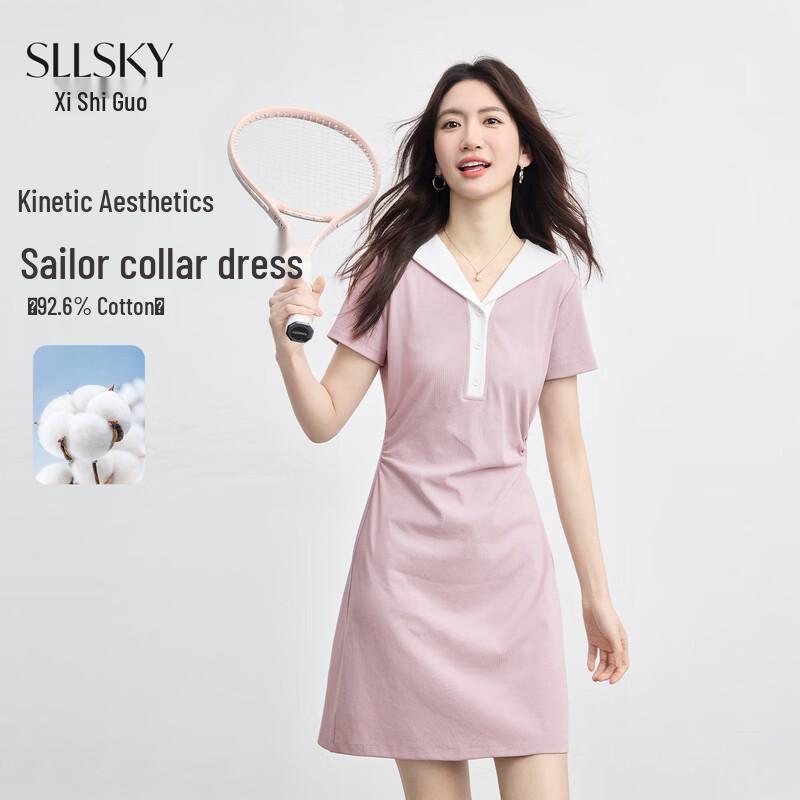 SLLSKY Women s Sailor Collar Tennis Style Dress XL