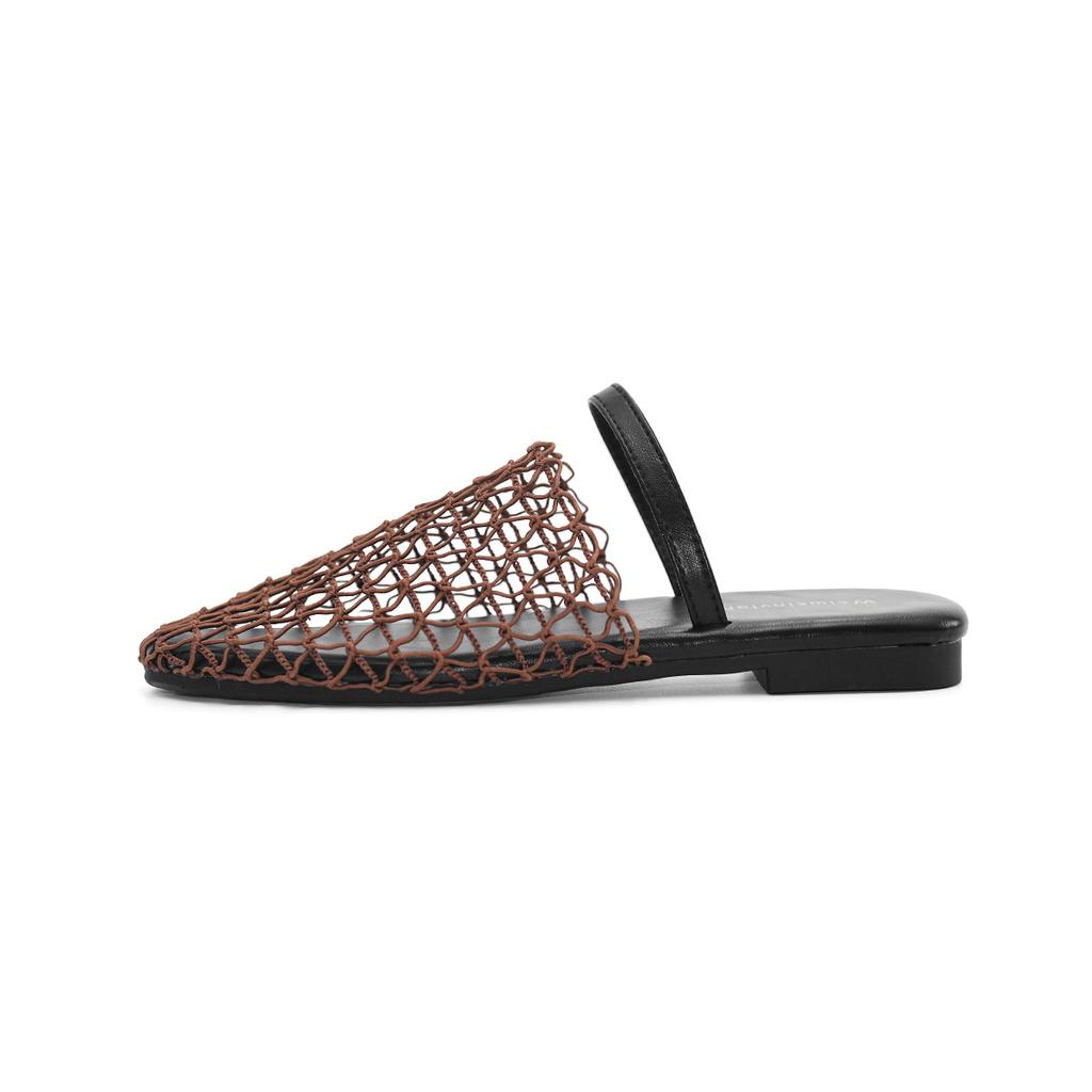 2976-3 Woven Hollow Mesh Cool Slippers Women Wear Summer Flat Bottom Breathable Bag Head Sandals