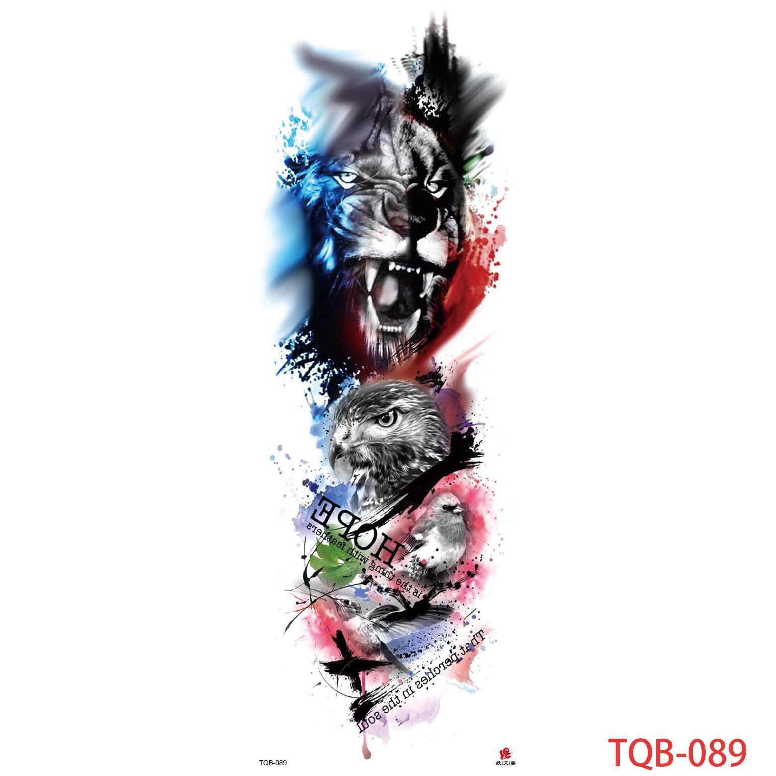 

1 предмет, 480*170 мм, большие временные татуировки, рукава для мужчин и женщин, татуировки на всю руку, временные реалистичные поддельные татуировки с волком, тигром, львом TQB-089