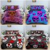 Conjunto de Cama Caveira Flores de Açúcar 3D Terror Conjunto de Capa de Edredom com Fronha King Queen Solteiro Completo Roupa de Cama Capa de Edredom Decoração de Casa