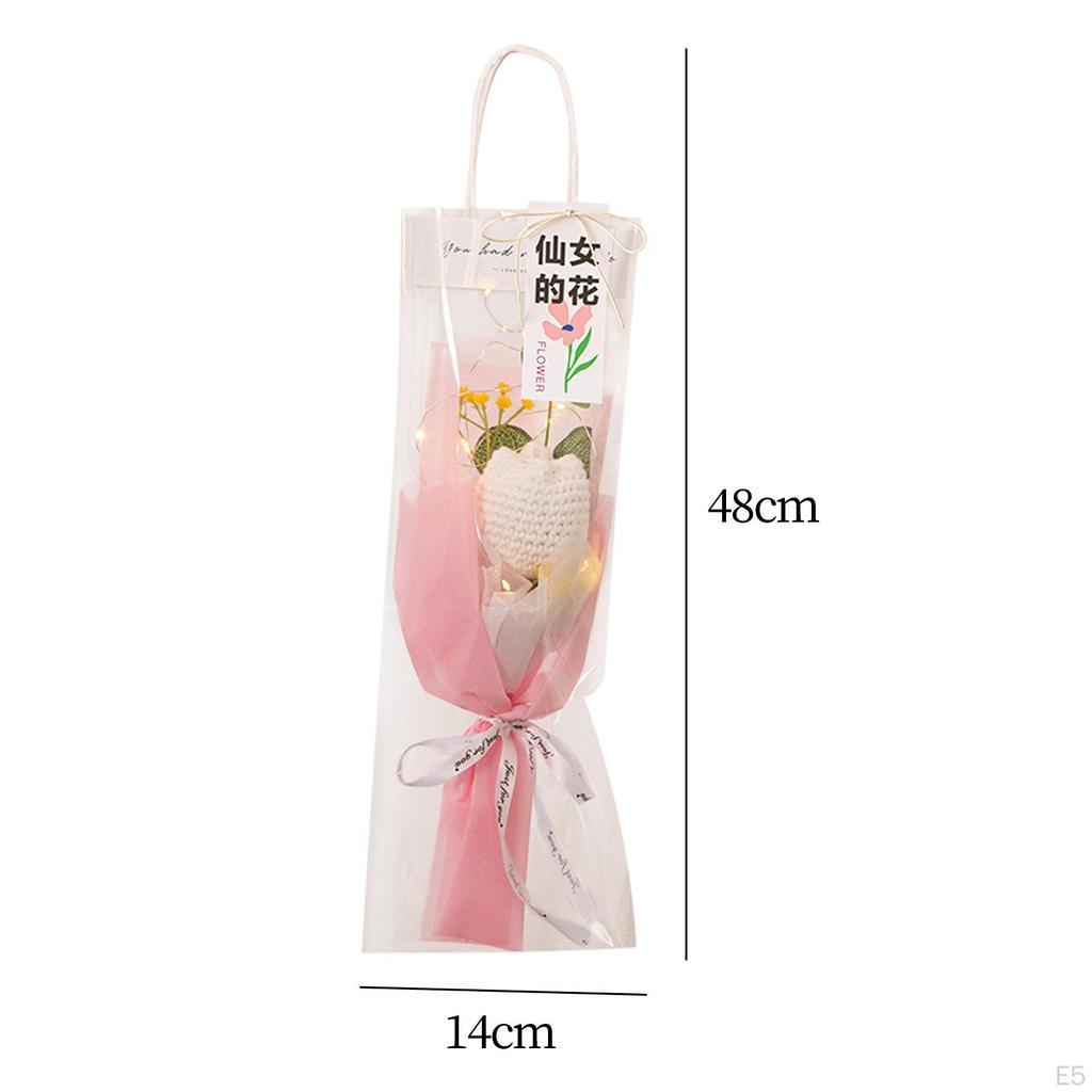 Fertiger Häkel-Tulpenstrauß mit Licht Künstliche Dekoration für Tischmittelstück