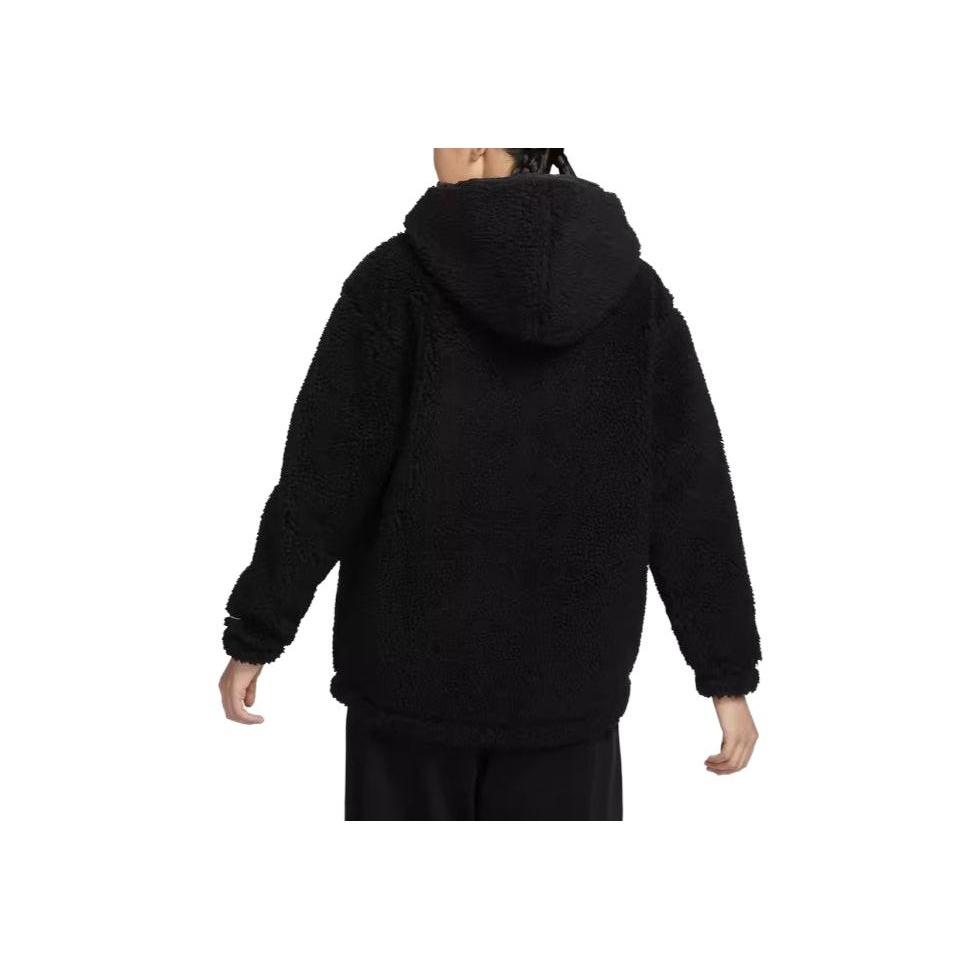 Nike Letter Hooded Zipper Casual Fleece Jacket Women Jackets Black FB8696-010