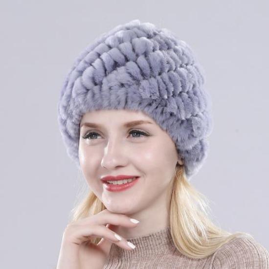 Hot Sale Russian Lady Natural Real Rex Rabbit Fur Hats Women Knitted Outdoor Rex Rabbit Fur Hat New Warm Real Fur Caps