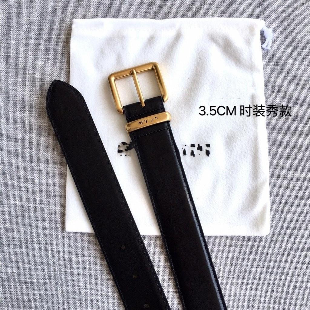 New 3.5cm high-quality first-layer cowhide MIU belt decorative buckle with jacket pants leather belt