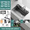 Black Nano Kitchen Sink, 304 Stainless Steel Waterfall Sink, Single Bowl Workstation Kitchen Sink with Multifunction Digital Display, Fly Rain, and Pu