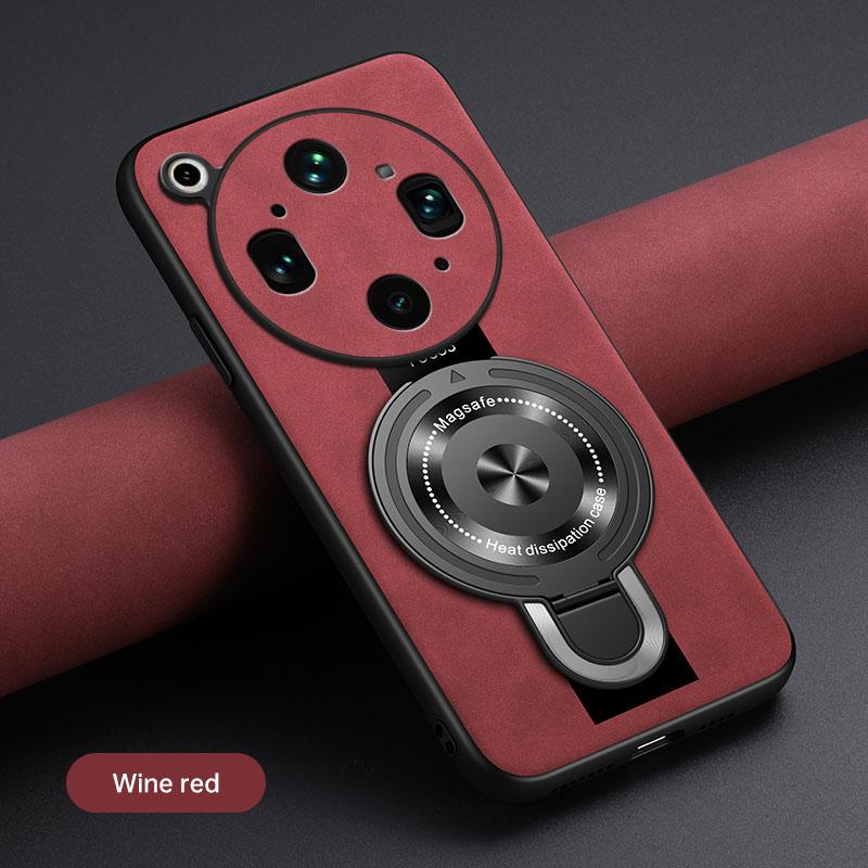 For OPPO Find X9 Ultra Wireless Charging Magnetic Ring Holder Phone Case For Find X9Ultra Soft Frame PU Leather Shockproof Cover