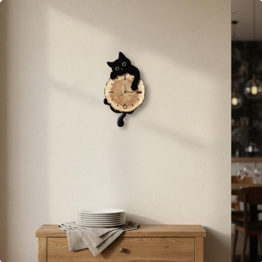 Cartoon-Katze Wanduhr Stiller Uhrwerk Ruhiger Lauf