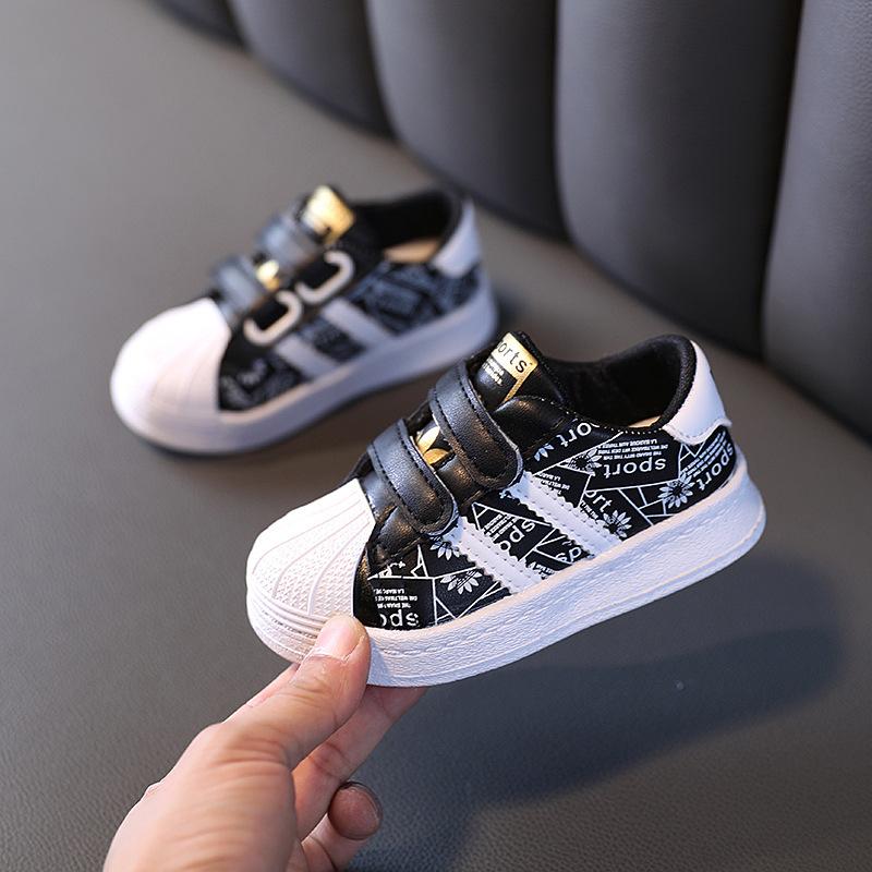 

Spring and autumn children s new girls fashion Korean version of sports shoes boy low-top casual board shoes 30 чёрный