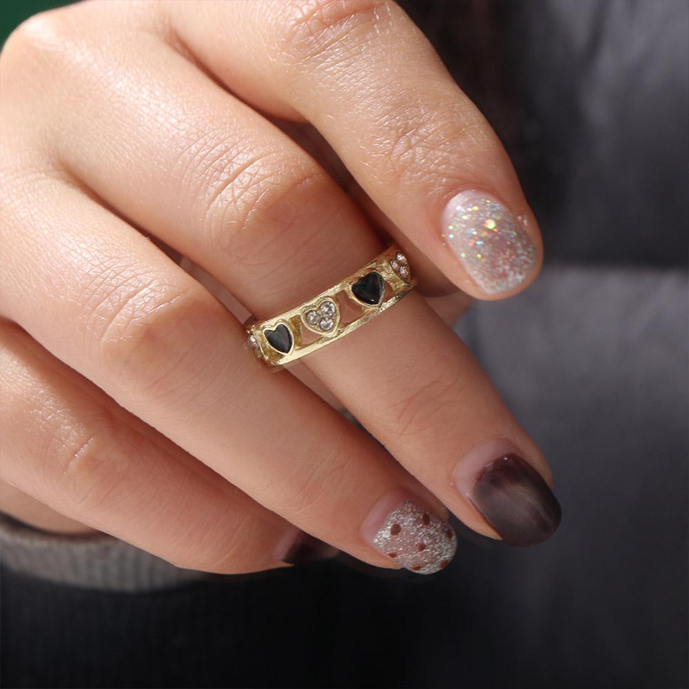 Jewelry Heart Ring Adjustable Rhinestone Ring Trendy Finger Ring Overlay