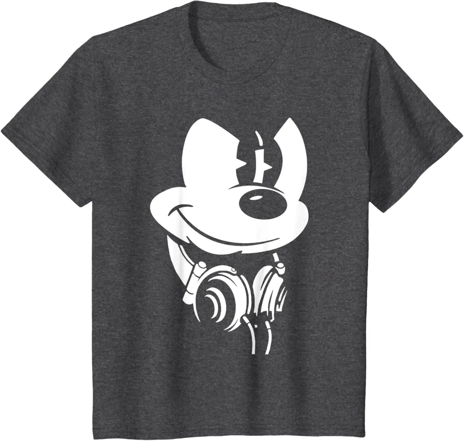New Disney - Mickey Mouse Headphones Fashion Casual T-Shirt S-4XL Four Seasons XL