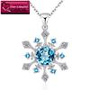 925 Sterling Silver Natural Topaz Snowflake Pendant Necklace with Crystal Chain