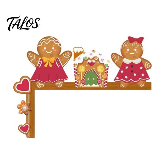 Rustic Wooden Holiday Accents Christmas Door Topper, Corner Sign, Santa Snowman Gingerbread Party Decorations Man Frame Decor for Home Decoration