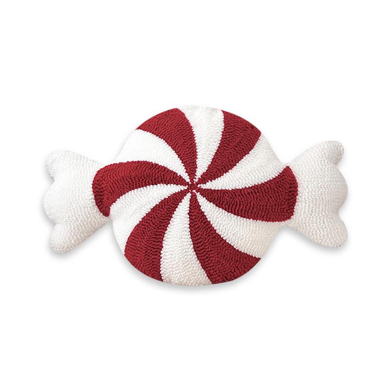 Nordic Christmas Snowflake Candy Embroidered Throw Pillow Cushion