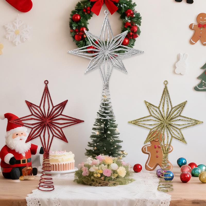 Christmas Glowing Tree Topper Five-Pointed Shining Lamp Xmas Colorful Topstar Ornaments Navidad Decora