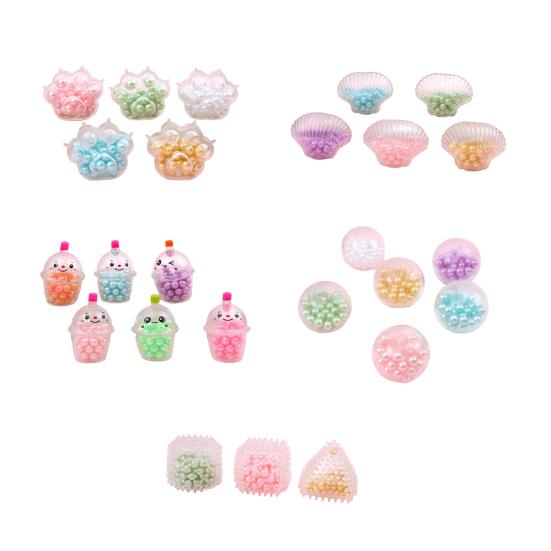 Stress Relief Milk Tea Toy Slow Rising Bead Filled Shell Cat Paw Geometry Squeeze Pinch Toy Focus Aid Anti-anxiety Hand Relaxation Toy
