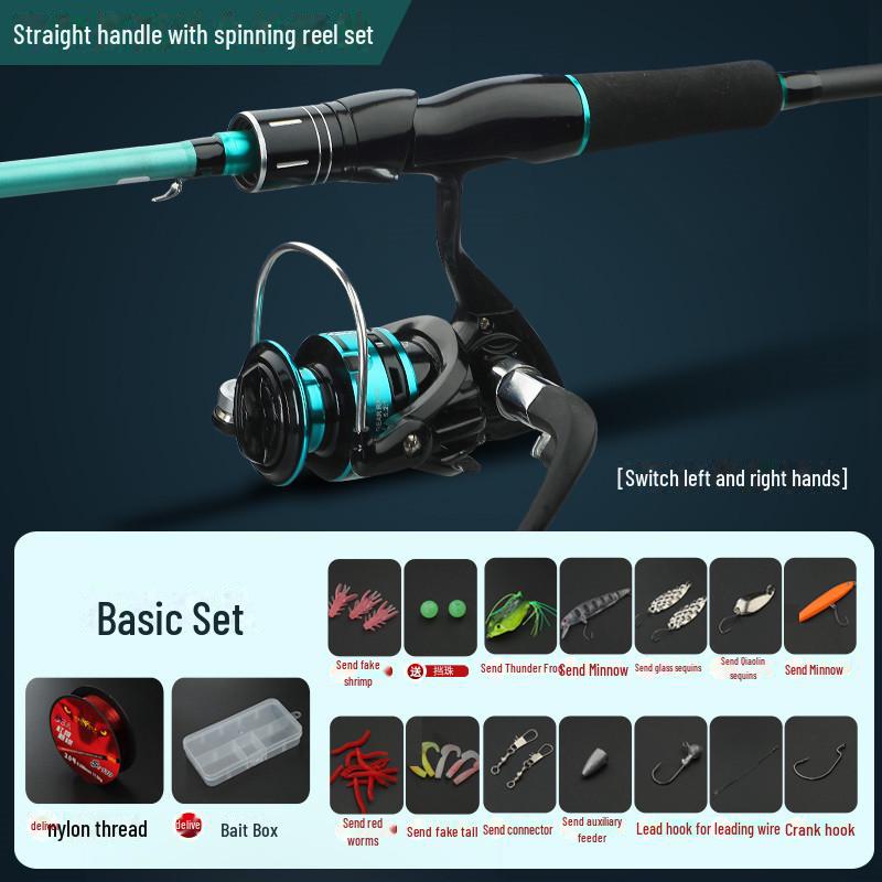 

Комплект карбоновых морских удилищ для дальнего заброса с прямой ручкой для начинающих рыболовов Basic set spinning reel; 1.65 m
