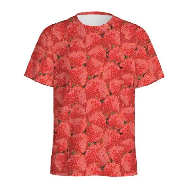 Mode Kiwi Erdbeere Grafik T-shirt Männer Cartoon 3D gedruckt Früchte T Shirts Frauen Rundhals T-Shirts Tops lose kurze Ärmel