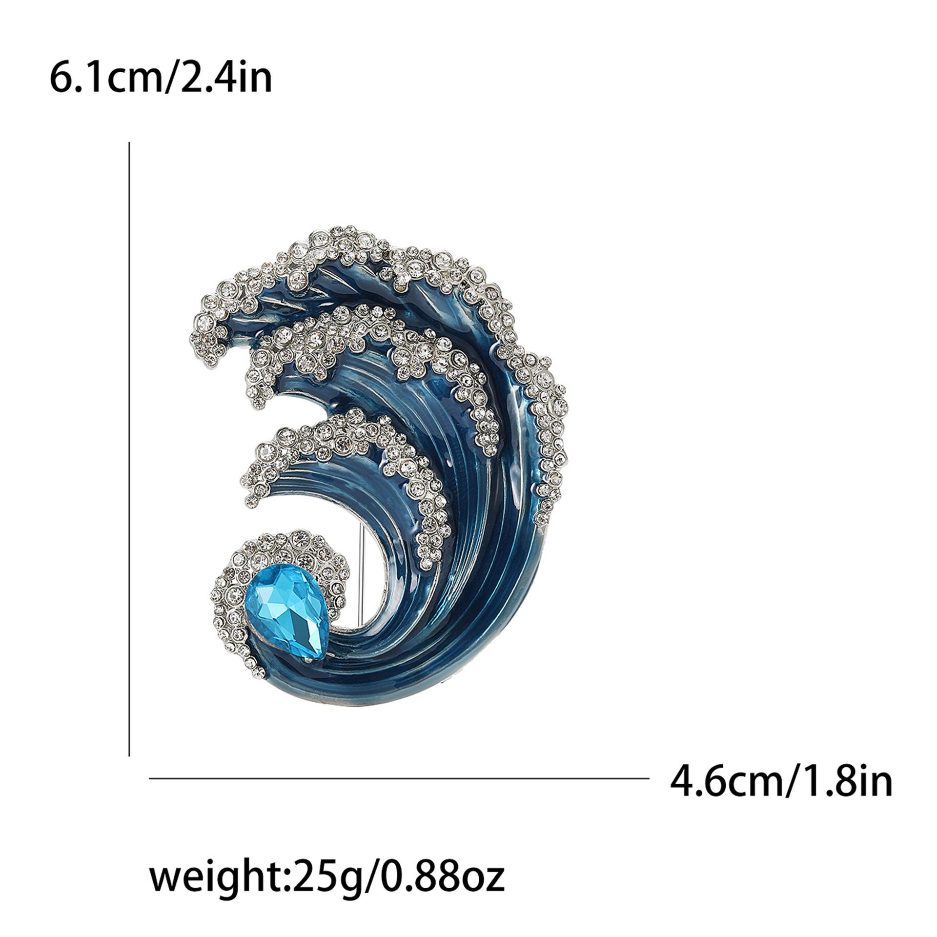 

Модная креативная эмалевая брошь в форме волны со стразами, изысканная мужская и женская брошь для корсажа, ювелирное украшение на булавку