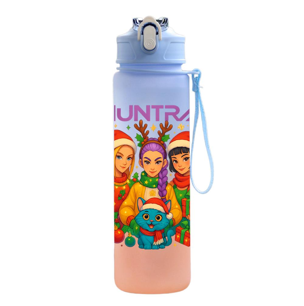 750Ml Water Bottle Anime Christmas K-Pop Demon Hunters Printed Large Capacity Drinking Cup Portable Outdoor Sports Water Cup Children Kid Gift