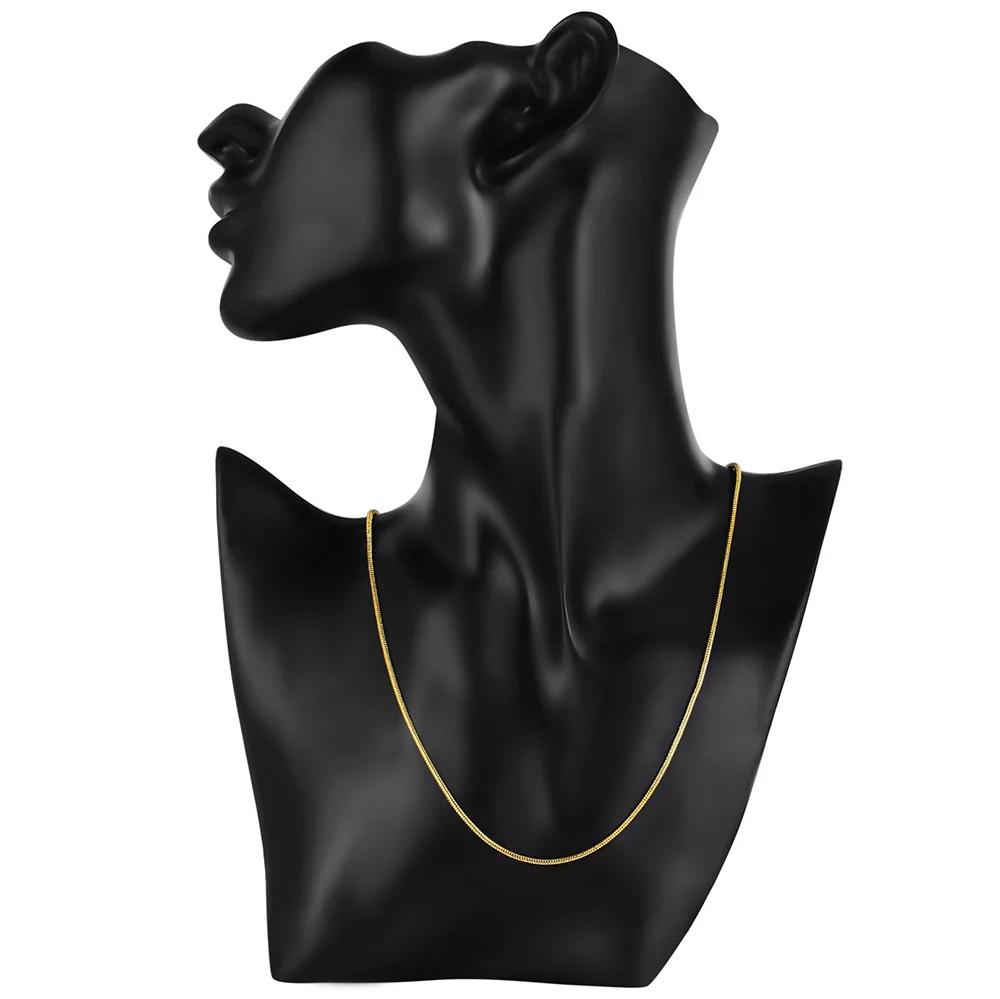 New 925 Sterling Silver 1mm Snake Chain 18k Gold Color Necklaces 16-30 Inches Women Men Jewelry