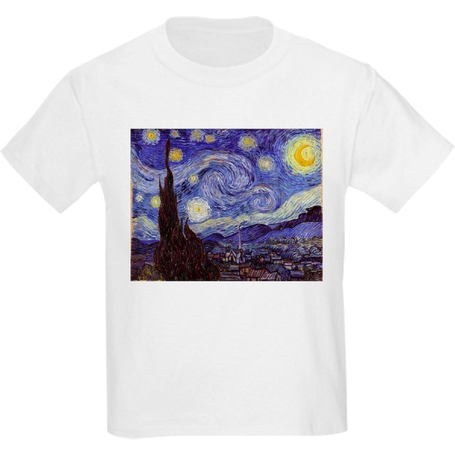 CafePress Футболка Ван Гог Звездная ночь для мальчиков и девочек Хлопковая футболка S
