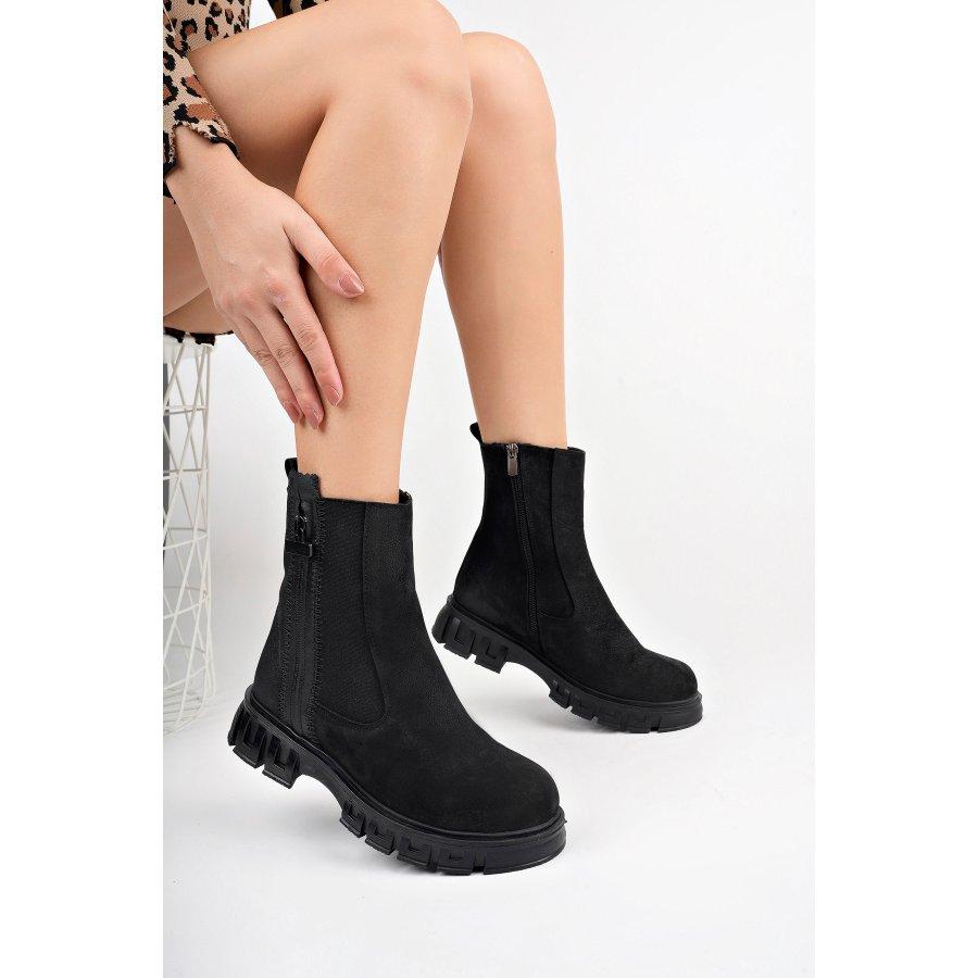 Cizme casual de damă din piele naturală nubuck