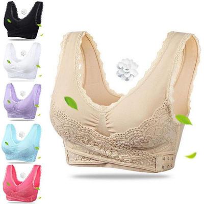Women Solid Color Underwear Front Cross Lingerie S-6XL Side Buckle Bra Sports Casual Breathable