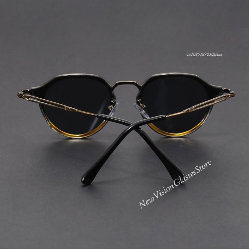 Retro Geometric Round Frame Simple Design UV Protection Men Women Sunglasses Customizable Prescription