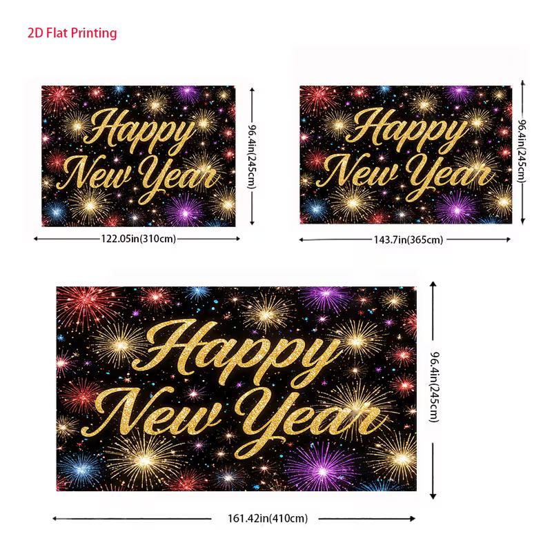 2D Flat Printing New Year Backdrop, "Happy New Year" Photography Background