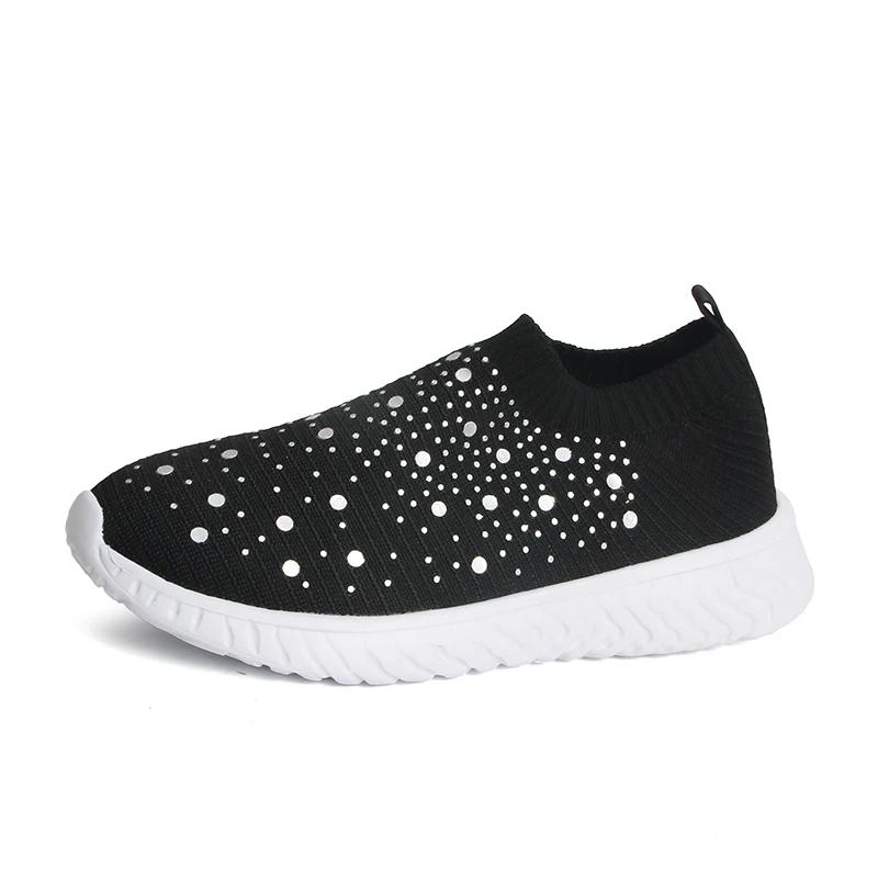 Moda 2024 Scarpe Sportive da Donna Comode a Punta Rotonda Tinta Unita a Bocca Bassa Slip-On Tessuto Elasticizzato Traspiranti con Suola Piatta
