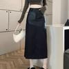 Women's Plus Size PU Leather Midi Skirt - High Waist, Back Slit, Casual A-line Pencil - Autumn/Winter 2025 Collection