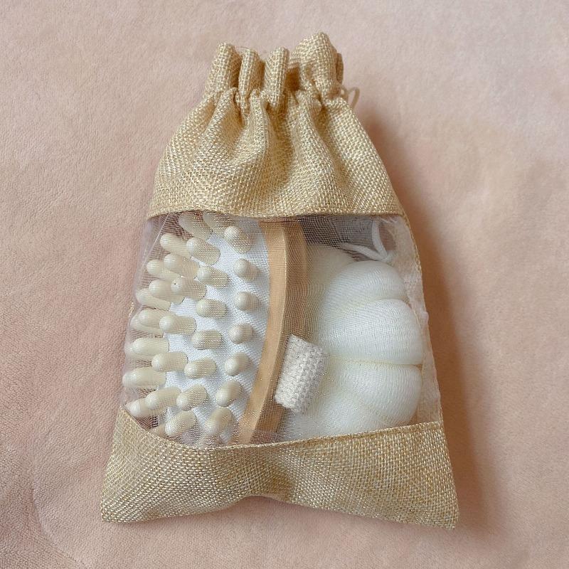 3PCS Bath Set with Loofah Pumice Stone Sisal Scrub for Body Back Face Gentle Exfoliating Massage Deep Cleaning Bathing Tools Set