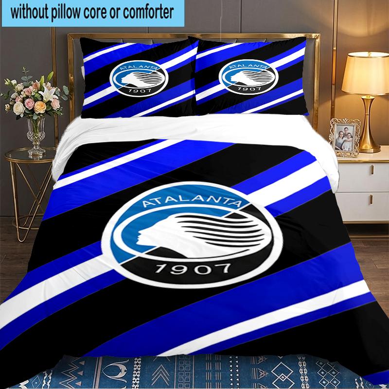 3PCS Football Atalanta Bedding set,Ideal For1pc Duvet Cover And 2pcs Pillowcases Perfect for Christmas gift,Ideal for Bedroom, Dormitory