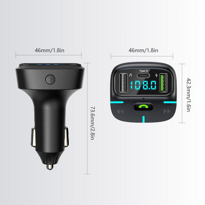 Car Music Adapter Wireless Fm Transmitter Radio Receiver Hifi Bass Car Accessories Led Display Wireless Radio For Vehicle Car